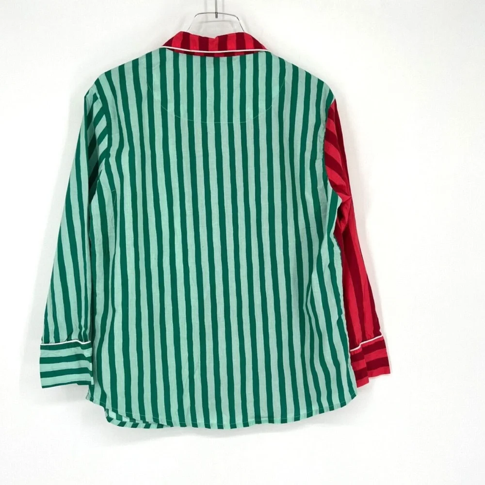 Print Fresh Pajama Set Womens S Christmas Stripe Long Sleeve Anthropologie - Picture 3 of 7